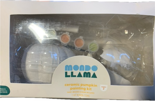 Condition photo showing New/Like New for 2-Count Halloween Craft Ceramic Pumpkin Painting Kit - Mondo Llama™