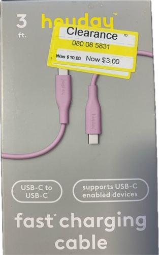 Condition photo showing New/Like New for 3' USB-C to USB-C Cable - heyday™ Lavender: Male-to-Male Connector Cord