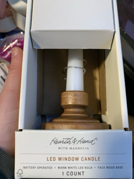 Condition photo showing New/Like New for 7.35" Flameless Christmas Window Taper Candle Wood - Hearth & Hand™ with Magnolia