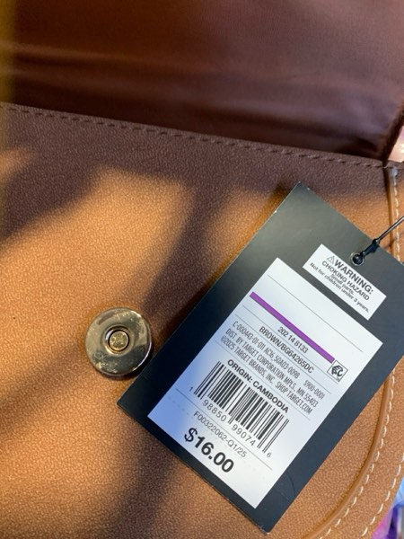 Condition photo showing New/Like New for Girls' Faux Suede Saddle Crossbody Bag - art class™ Brown