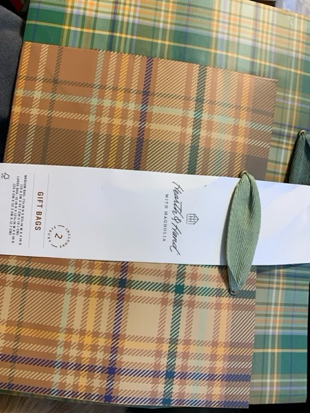 Condition photo showing New/Like New for Plaid Gift Bag Set Brown/Green - Hearth & Hand™ with Magnolia