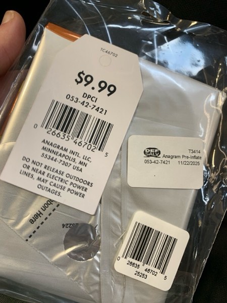 Condition photo showing New/Like New for Anagram Pre-Inflated Helium Ghost Supershape Foil Balloon