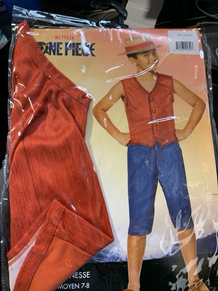 Condition photo showing New/Like New for One Piece Kids' Luffy Costume Apparel Set Blue XL