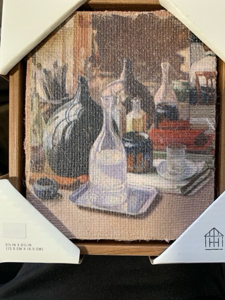 Condition photo showing New/Like New for 6.5"x5.5" Vertical Still Life Bottle Framed Burlap Art - Hearth & Hand™ with Magnolia