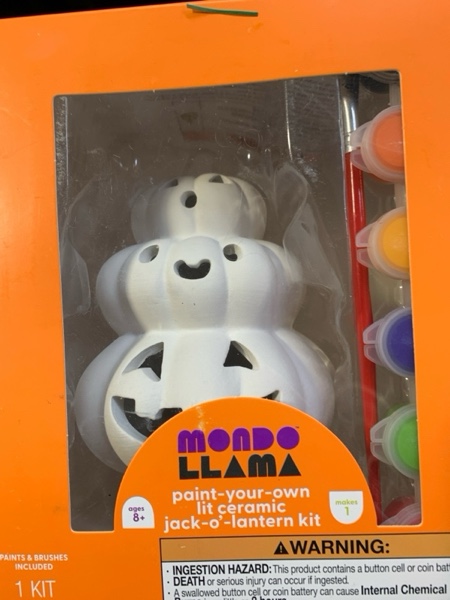 Condition photo showing New/Like New for Halloween Craft Lit Ceramic Pumpkins Painting Kit - Mondo Llama™
