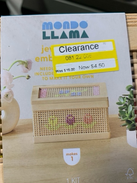 Condition photo showing New/Like New for Jewelry Box Embroidery Craft Kit - Mondo Llama™