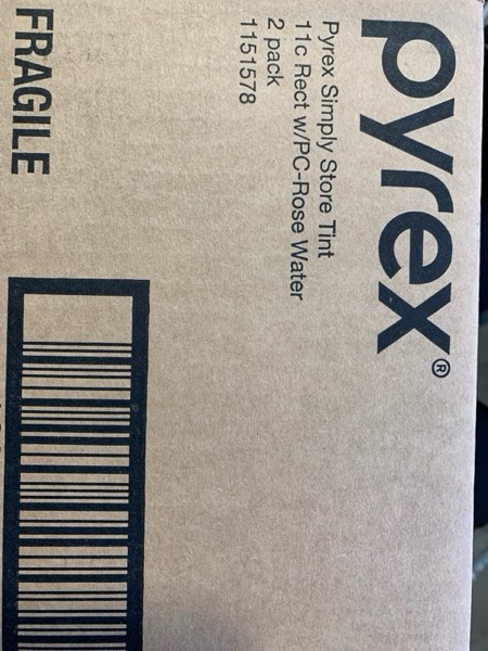 Condition photo showing New/Like New for Pyrex 11c Rectangular Glass Food Storage Rosewater