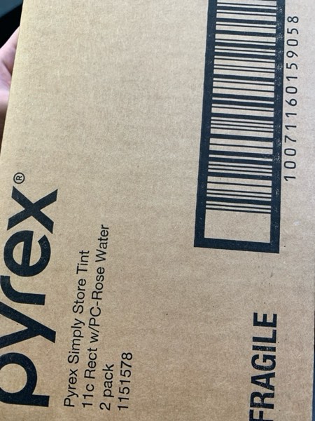 Condition photo showing New/Like New for Pyrex 11c Rectangular Glass Food Storage Rosewater