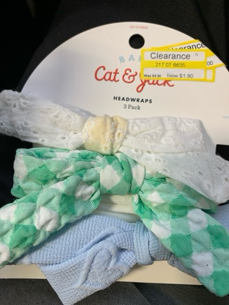Condition photo showing New/Like New for Girls' 'Hearts/Eyelet/Gingham' Bows Headwrap - Cat & Jack™: Fashion Hair Styling, Recycled Polyester, All Ages