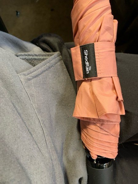 Condition photo showing New/Like New for ShedRain Compact Folding Travel Umbrella – Push-Button Open & Close, Vented Double Canopy, Protects from Rain, Sun, & Wind