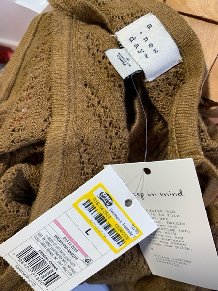 Condition photo showing New/Like New for Women's Sleeveless Halter Neck Pointelle Pullover Sweater - A New Day™ Brown L