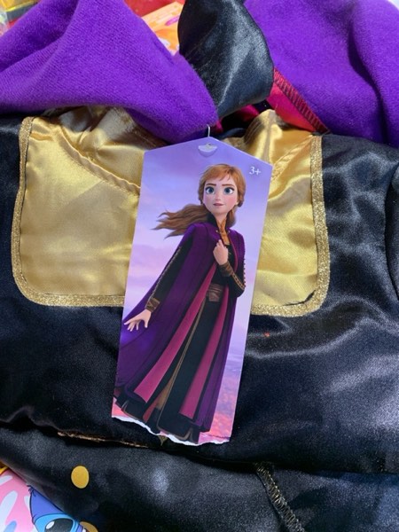 Condition photo showing New/Like New for Anna Frozen 2 Costume for Girls - Official Frozen Anna Dress - Purple, Black, Copper and Gold - With Sequins - Halloween Christmas Carnival Birthday