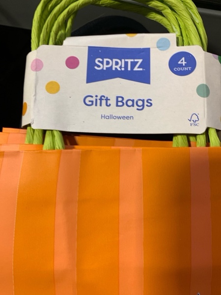 Condition photo showing New/Like New for 4pk Small Jr Tote Halloween Jack O'Lantern Gift Bag Orange - Spritz™