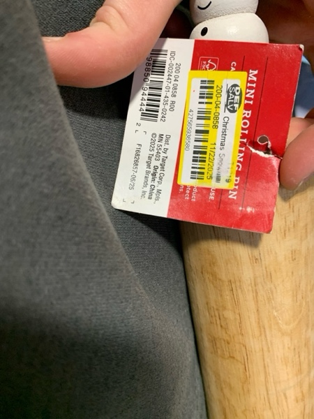 Condition photo showing New/Like New for Christmas Snowman Mini Rolling Pin Red/White - Wondershop™