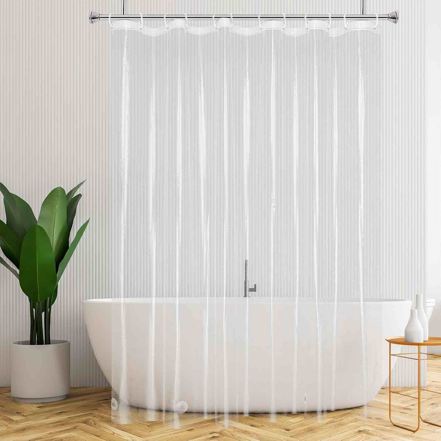 54” x 78” Premium Light Weight EVA Bathroom Shower Liner with Rustproof Metal Grommets and 5 Magnets for Shower Stall