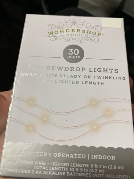 Condition photo showing New/Like New for 30ct LED Battery Operated Christmas Dewdrop Fairy String Lights Warm White with Copper Wire - Steady/Twinkle - Wondershop™