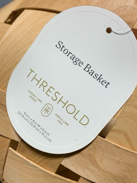 Condition photo showing New/Like New for Wood Decorative Basket with Faux Leather Handles - Threshold™