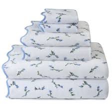 Spa Towel Set white floral cotton towel