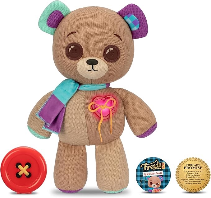 Interactive 14" Plush Teddy Bear. Make A Wish & Bear Comes to Life. Magical Expressive Button Eyes - Happy, Sad, Winks & Blinks. 70+ Expressions & Reactions. Batteries Included. Ages 3+