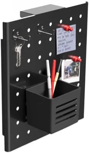 Pegboard Organizer With Accessories 1 Set Includes: 1 Metal Pegboard, 1 Mini Metal Holder, 2 Plastic Clamps