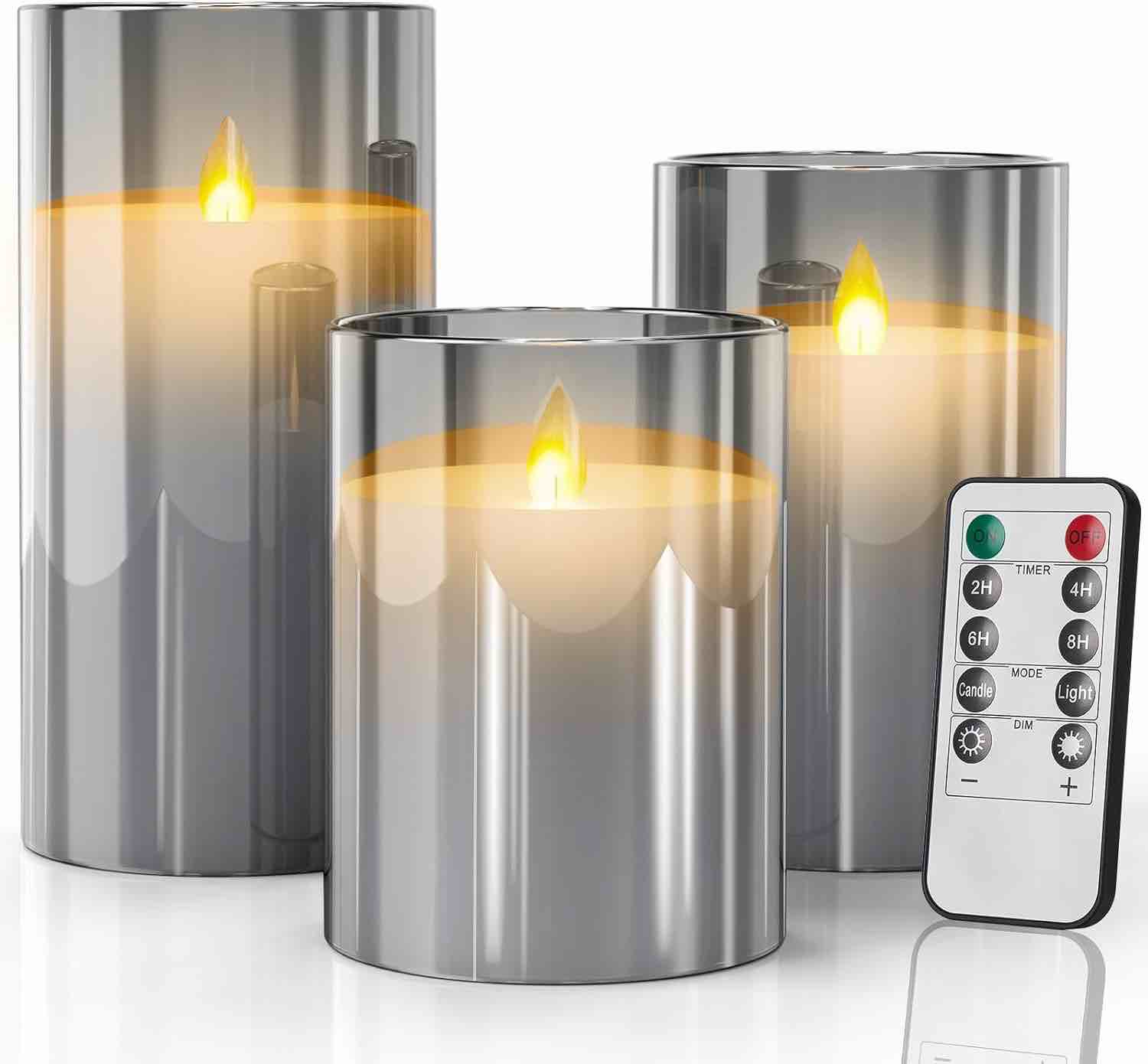 5” flameless candles battery operated pillar real wax led glass candle warm white