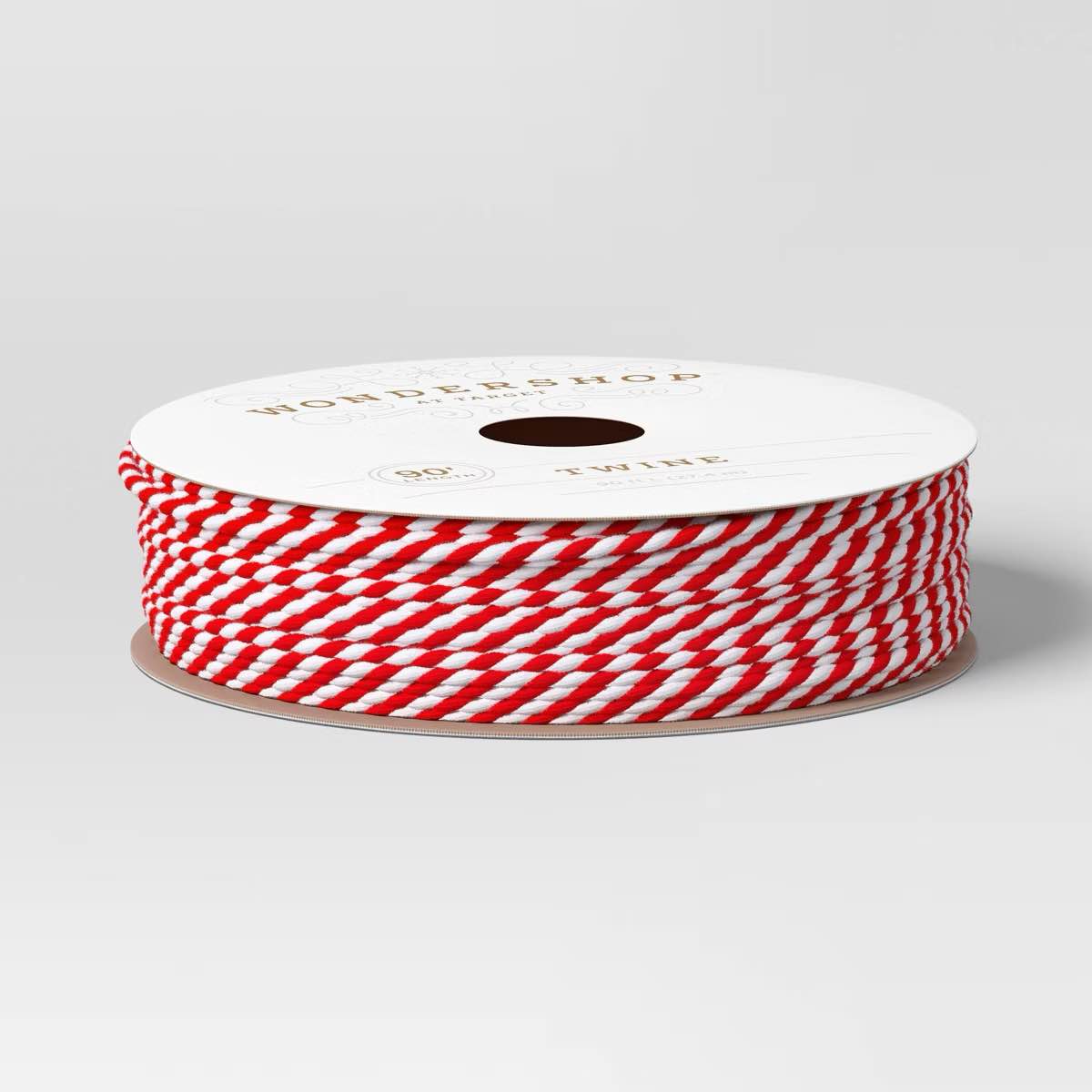 180’ Christmas Fabric Ribbon Red/White Striped Twine - Wondershop™