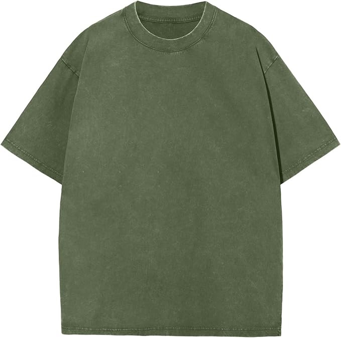 Men's Oversized Cotton T-Shirts, Vintage Washed Short Sleeve Tee, Loose Casual Tops Unisex Solid Basic Shirts