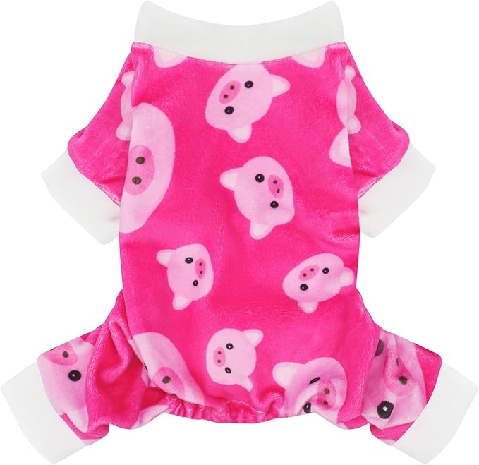 Paiaite Dog Pajamas Onesie: Comfortable Four-Legged Apparel for Small, Medium, & Large Dogs, Polyester Material for Comfort, Wrinkle Resistance, Moisture Wicking, and Stretchiness Pink Pig M