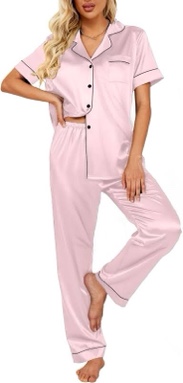 IFFEI Womens Pajama Sets 2 Piece Silk Pajamas for Women Matching Christmas Pjs with Pockets