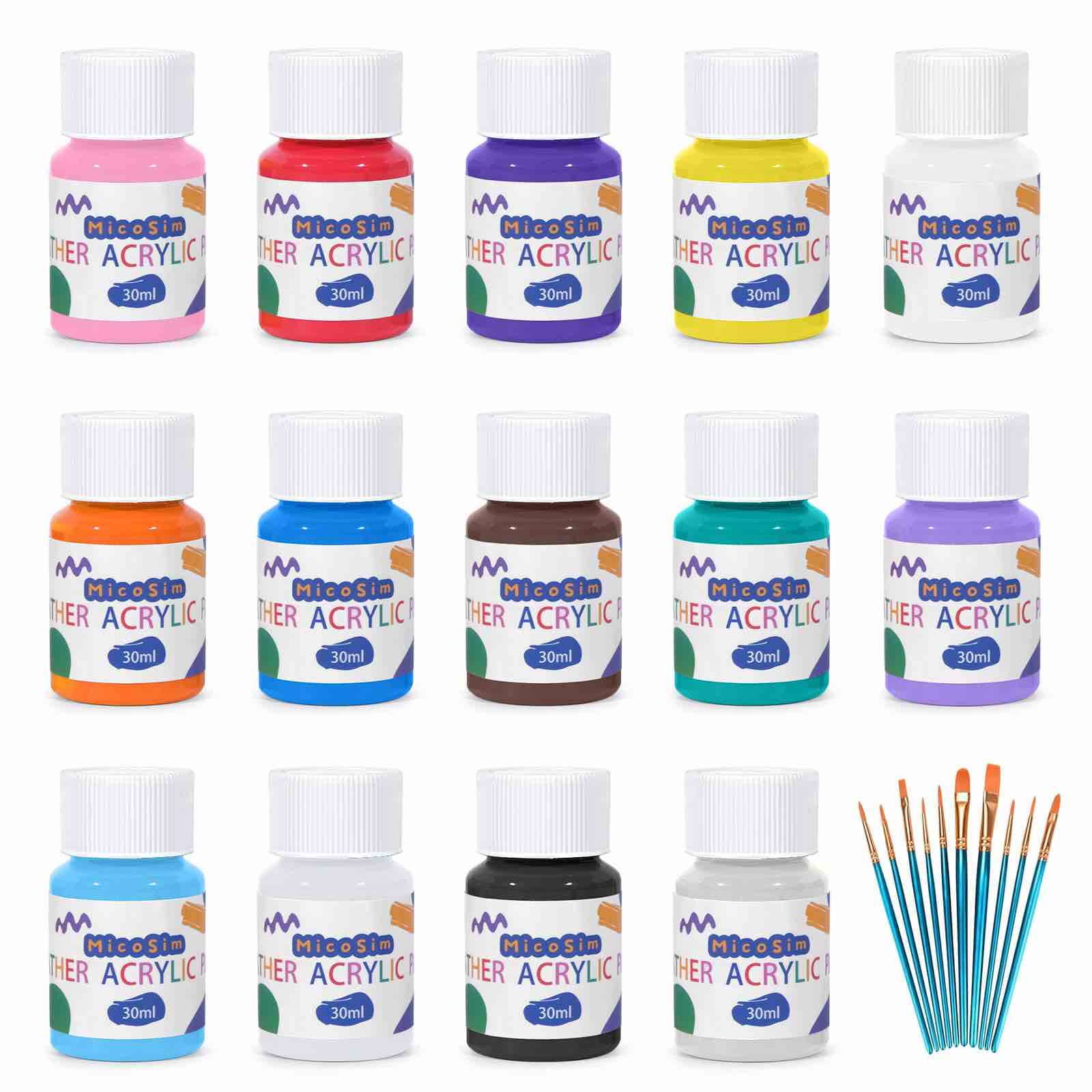 14 Pack Professional Leather Acrylic Paint Set for Shoes, 12 Colors DIY Shoe Painting Kit for Sneakers, Purses & Furniture, Leather Stains and Dyes with Brushes, Flexible & Waterproof