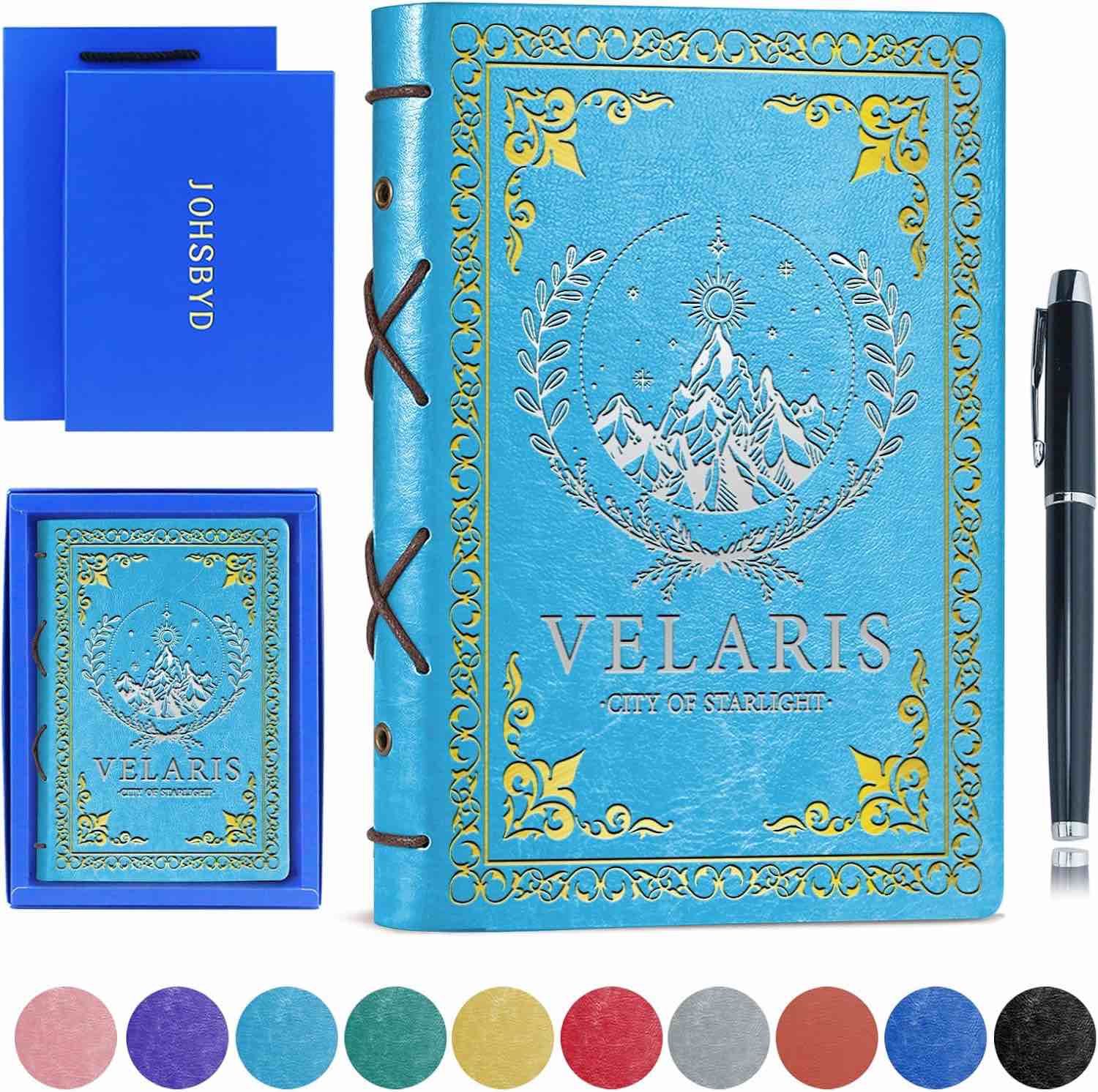 Velaris City of Starlight Faux Leather Journal Velaris City of Starlight Book Cover Bookish Gift for Book Lover Bookworm Gift Acotar Velaris Notebook,320 Pages Journal Notebook with Pen,1 Pack Light Blue A5 (Velaris Light Blue)
