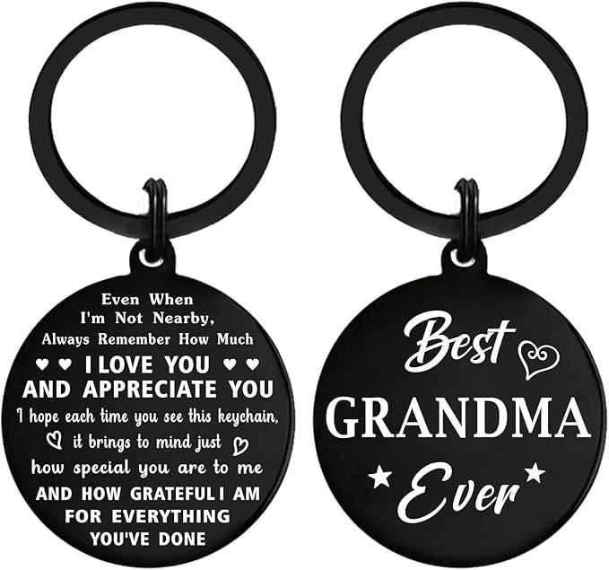 iyaone Best Grandma Gifts - Grandma Engraved Keychain - Birthday Gifts for Grandma - Grandma Mother'