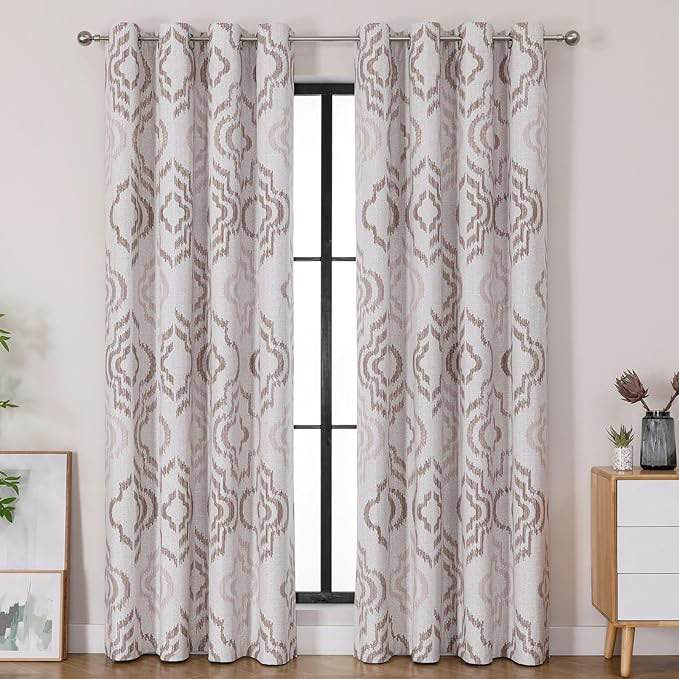 BULLPRINCESS Farmhouse Blackout Curtains, 84 Inches Long, Set of 2 Panels Grommet Top for Living Room,Window Treatment Sets, Vintage Country Style Floral Light Beige, W 52xL 84 Inch