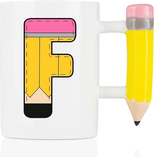 Onebttl Kindergarten Graduation Gifts, Preschool Graduation Gifts, Pre k Graduation Gifts, Funny Mug with Pencil Handle, 13.5oz/400ml Ceramic Mug for Teacher Appreciation Day and Birthday - K