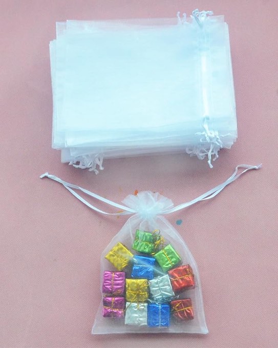 Meilemeile Organza Favor Bags with Drawstring 50PCS Sheer Organza Bags 6 * 13 In for Wedding, Bridal Shower Favors, Party Handouts, Jewelry Display, and Christmas Presents