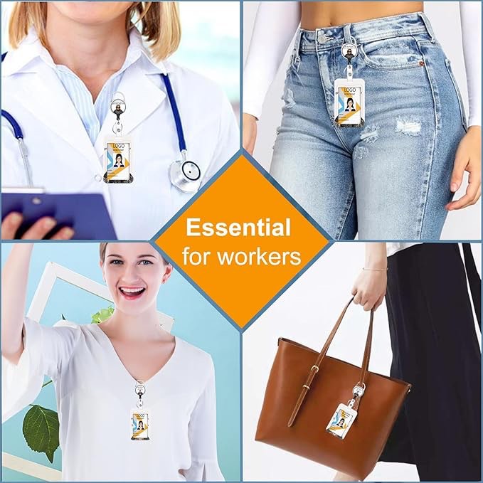 2-Pack Badge Reels Retractable Badge Holders,Id Badge Holder Clip,Cute Badge Reel with 26” Cord, 4.0 oz?Perfect for Nurse Doctor Teacher Student Worker