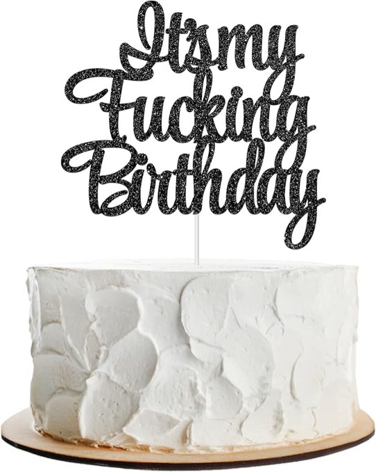 Dalaber It's My Birthday Cake Topper, Happy Birthday Party Cake Decor, Funny Birthday Party Decorations, Theme Birthday Party Supplies - Black