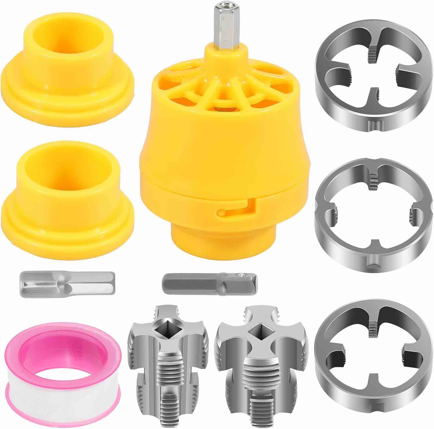 LYDODOKA PVC Thread Maker Tool for Electric Drill, PVC Pipe Threader Kit with 3 Dies(1/2", 3/4", 1") Water Pipe Threader Plumbing Device for Electric Drill Threading