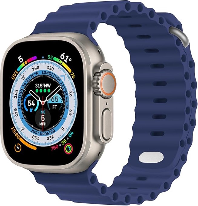 Ocean Sport Band Compatible with Apple Watch Ultra Band 49mm 42mm 44mm 45mm 46mm, Men Women Silicone Replacement Strap for iWatch Ultra Series 10 9 8 7 6 5 4 3 2 1 SE