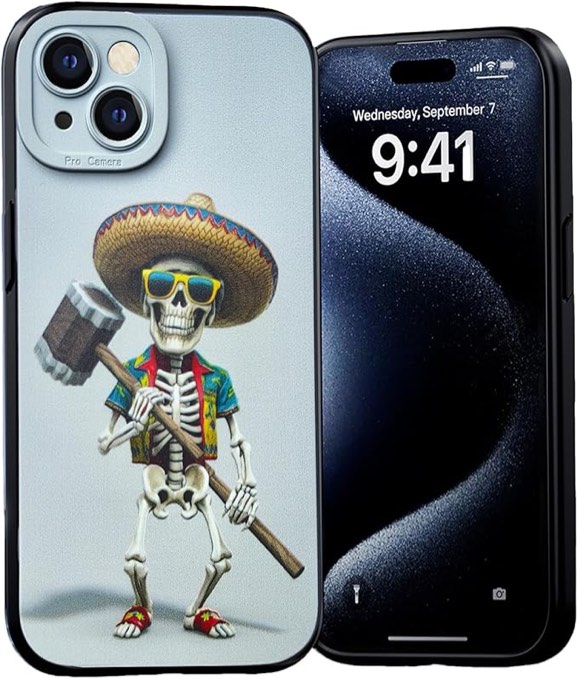 Cute Phone Case Compatible with iPhone 14, Skull Pattern Phone Case for iPhone 14, Shockproof Non-Slip Anti-Scratch Protective Phone Cover for Women Girls Men Boys