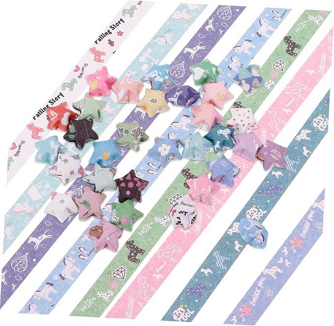 Decorative Star Origami Paper Strips Craft Paper for Art Projects Includes Cute Horse Designs for Parties School Activities
