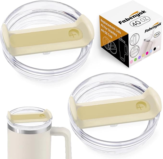 40 OZ Tumbler Lid Replacement Fit for STL Cup, Clear Replacement Lids Fit for Travel Tumbler, Cream 2.0 no Spill Lid Leak Proof Spill Proof Tumbler Covers for STL Cup Accessories (Cream)