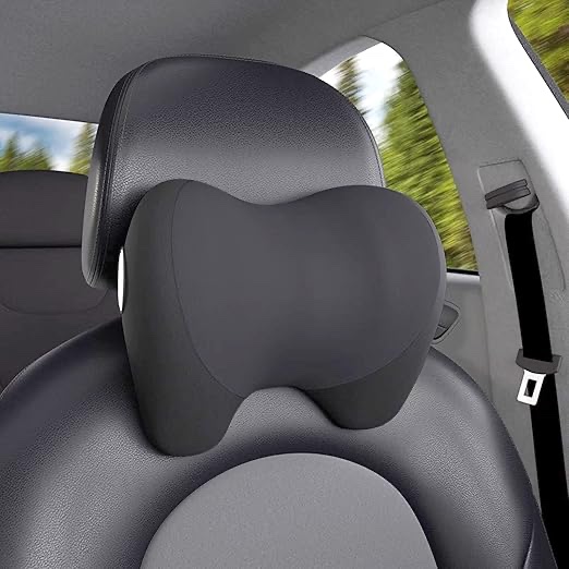 super cozy car headrest pillow, 100% memory foam car neck pillow with adjustable strap & breathable removable cover, ergonomic design - travel pillow car pillow for neck/back pain relief