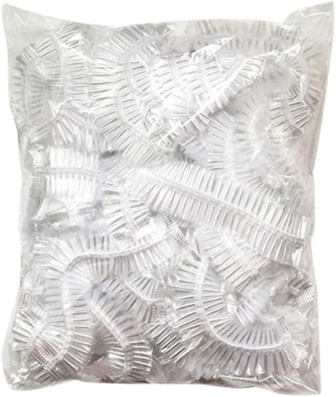 Disposable Elastic Shower Caps, 100pcs Plastic Waterproof Clear Shower Hat, Multifunctional Thickening Swimming Cap for Hotel, Spa Hair Salon