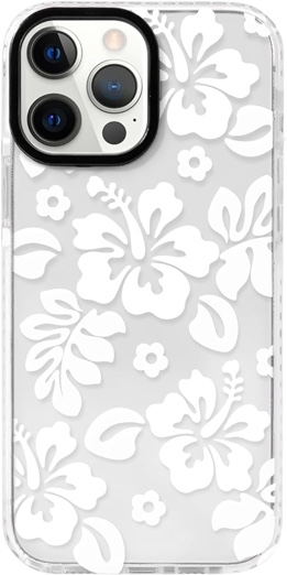 nititop compatible for iphone 12 pro max case cute flower floral clear for women girl hibiscu design ultra slim artistic shockproof soft tpu anti-yellow protective phone cover - white