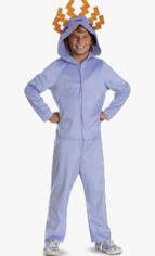 (m, 7-8) disguise minecraft axolotl costume for kids, official minecraft hooded jumpsuit costume outfit