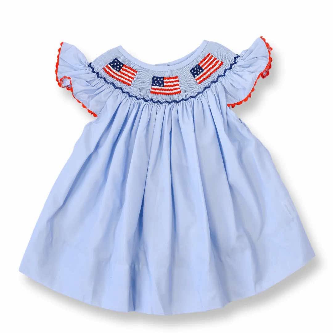 4th Of July Outfits For Toddler Girls Baby USA Smocked Tops