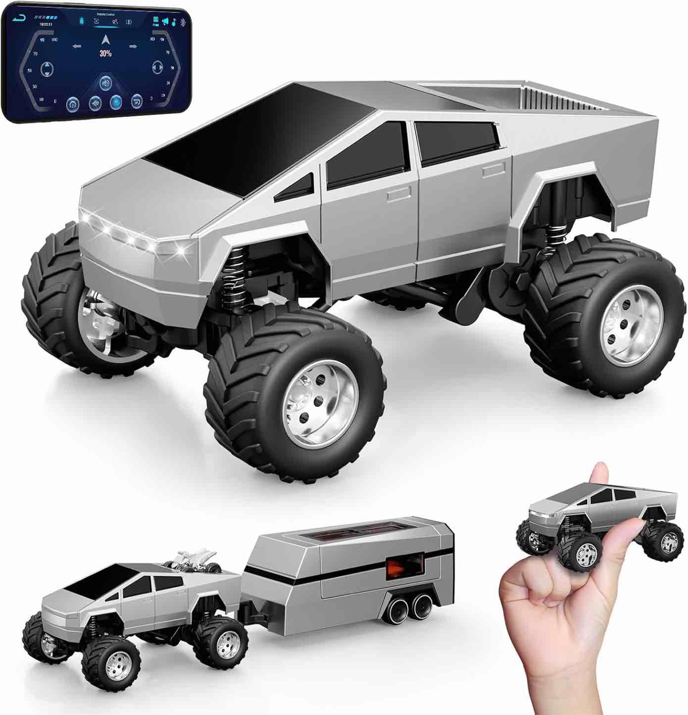 OSIMILY MINI RC Car,APP Controlled 1:64 Scale Alloy Off Road MINI RC Truck | Remote Control Car Speed/Steering Adjustable | 2.4Ghz Monster Truck Toys | Birthdays Gift for Boys Girls & Adults