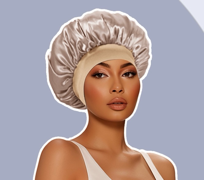 1 Piece Silk Bonnet for Sleeping — Satin Hair Bonnet, Soft Elastic Band Silk Sleep Cap, Hair Wrap for Women (Gold)