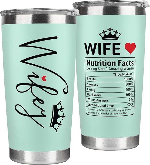 Gifts for Wife from Husband - Wife Gifts - Wedding Anniversary for Women, Valentines, Birthday Gift Ideas, Mothers Day, Christmas Gift for Her - Romantic Love Cup for Her - 20 Oz Mint Tumbler